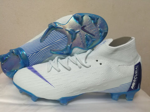 Nike Mercurial Superfly VI Academy MG Cleat White Blue High Cut - SocSports
