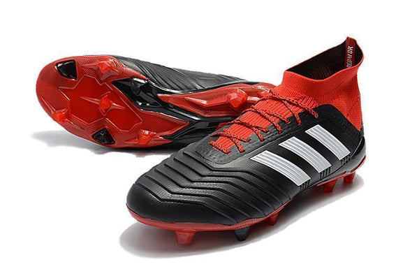 Adidas Predator 18.1 FG Soccer Cleats Core Black White Red - SocSports