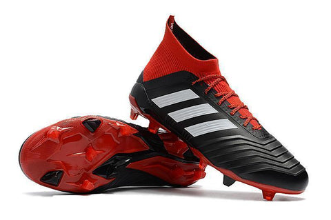 Adidas Predator 18.1 FG Soccer Cleats Core Black White Red - SocSports