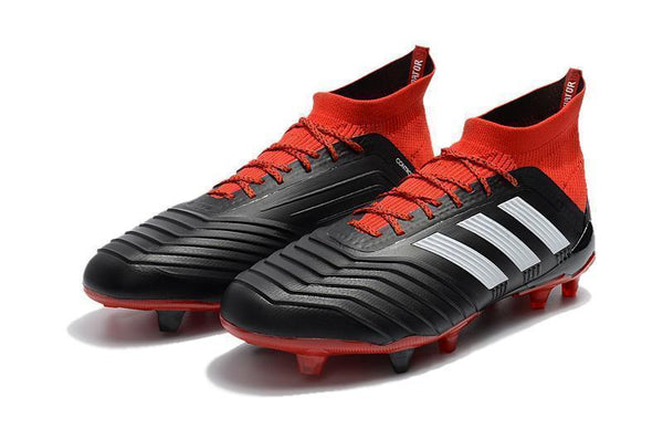 Adidas Predator 18.1 FG Soccer Cleats Core Black White Red - SocSports