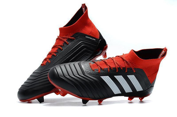 Adidas Predator 18.1 FG Soccer Cleats Core Black White Red - SocSports