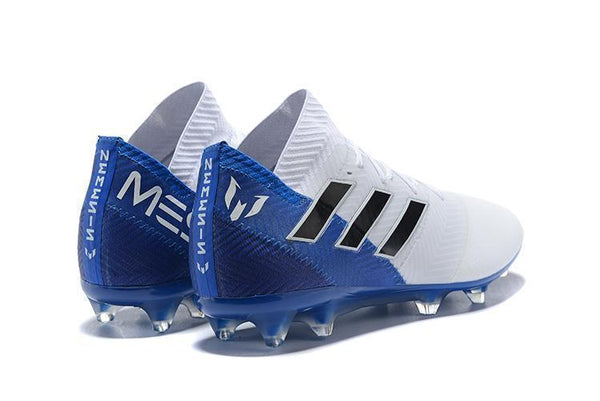 ADIDAS NEMEZIZ MESSI 18.1 FIRM GROUND CLEATS WHITE BLUE BLACK - SocSports