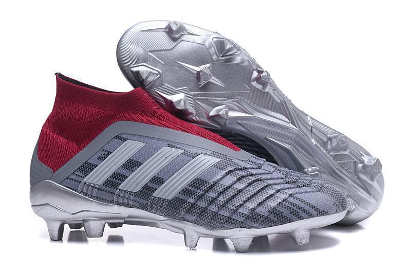 Adidas Predator 18+ Paul Pogba FG Soccer Cleats Iron Metallic Grey Red - SocSports