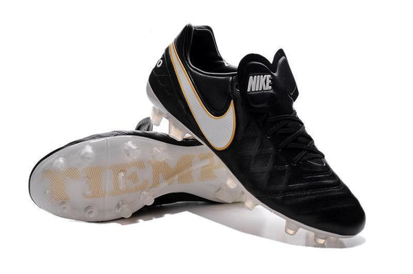 Nike Tiempo Legend VI FG Soccer Cleats Black White Gold - SocSports