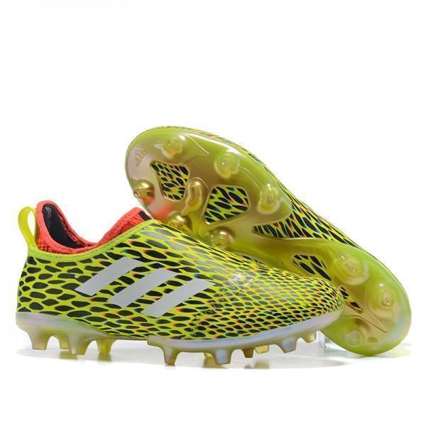 Adidas Glitch Skin 17 FG Soccer Shoes Fluorescent Green White Red - SocSports