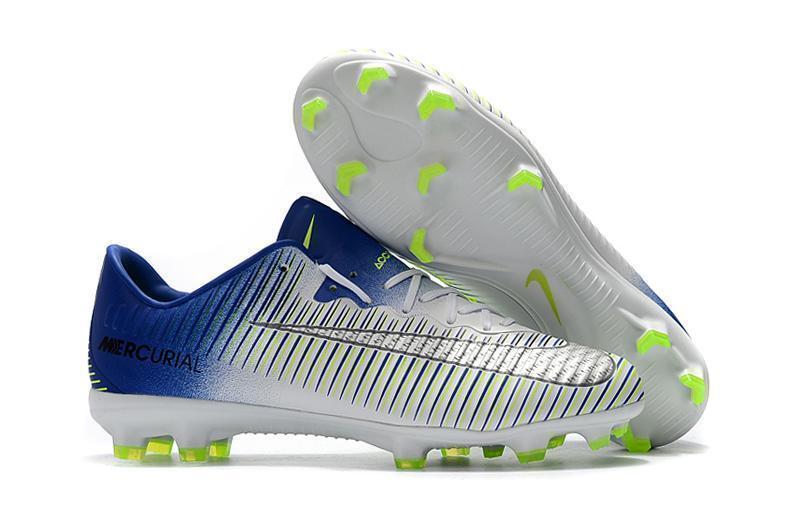 Nike Mercurial Vapor XI FG Soccer Cleats White Blue Green - SocSports