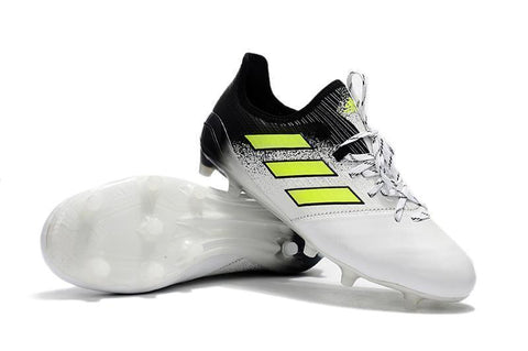 Adidas ACE 17.1 Leather FG Soccer Cleats Fluorescent Green White Black - SocSports