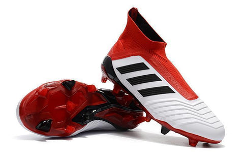 Adidas Predator 18+ FG Soccer Cleats White Solar Red Core Black - SocSports