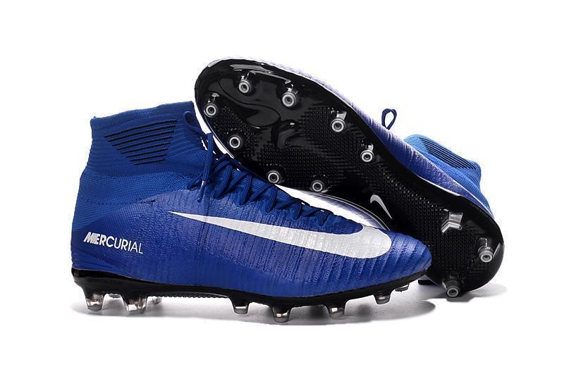 Nike Mercurial Superfly V AG Soccer Cleats Blue White - SocSports