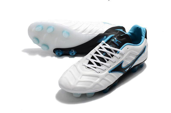 Mizuno Rebula V1 FG Soccer Cleats White Black Blue - SocSports