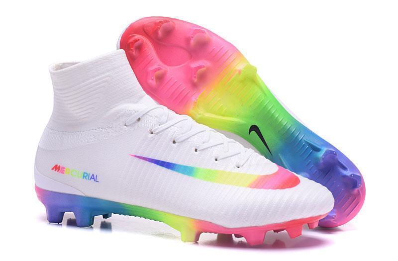 Nike Mercurial Superfly V FG Soccer Cleats True White Colourful - SocSports