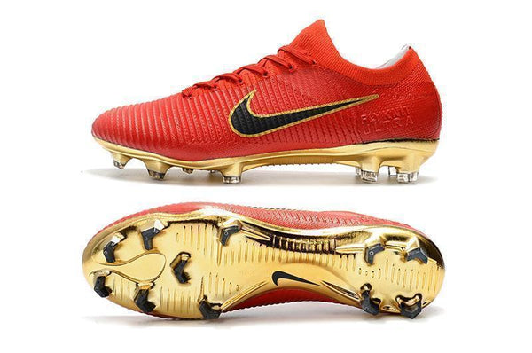 Nike Mercurial Vapor Flyknit Ultra FG Soccer Cleats Red Golden - SocSports