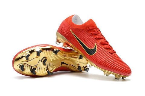 Nike Mercurial Vapor Flyknit Ultra FG Soccer Cleats Red Golden - SocSports