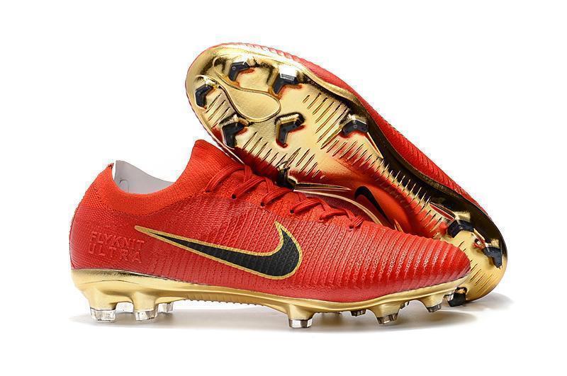 Nike Mercurial Vapor Flyknit Ultra FG Soccer Cleats Red Golden - SocSports