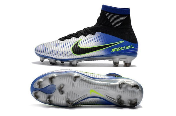Nike Mercurial Superfly V FG Soccer Cleats Pure Platinum Blue Black - SocSports