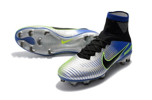 Nike Mercurial Superfly V FG Soccer Cleats Pure Platinum Blue Black - SocSports