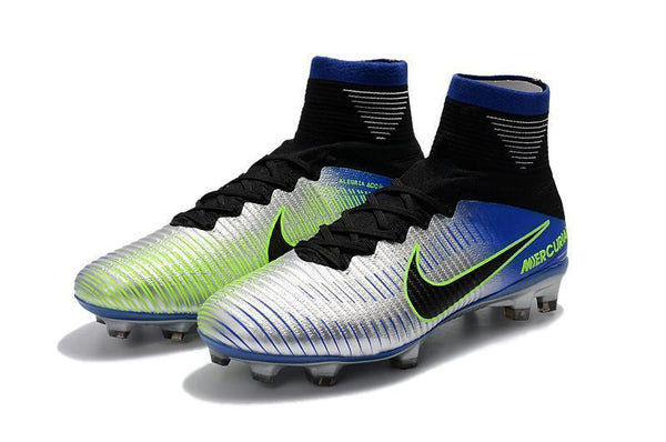 Nike Mercurial Superfly V FG Soccer Cleats Pure Platinum Blue Black - SocSports
