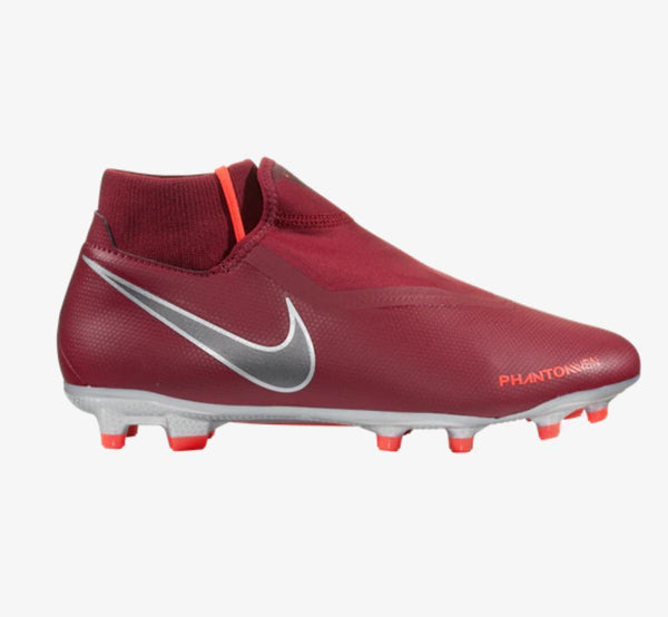 Nike Phantom Vision Elite DF FG Soccer Cleats Maroon Silver Black - SocSports