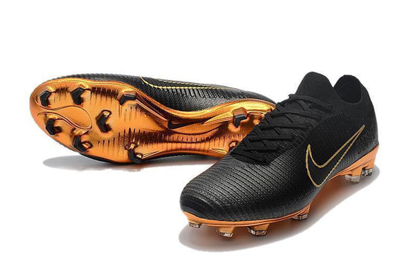 Nike Mercurial Vapor Flyknit Ultra FG Soccer Cleats Black Golden - SocSports