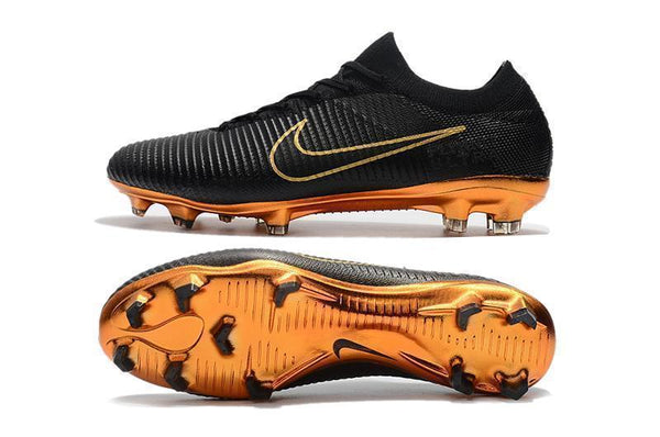 Nike Mercurial Vapor Flyknit Ultra FG Soccer Cleats Black Golden - SocSports