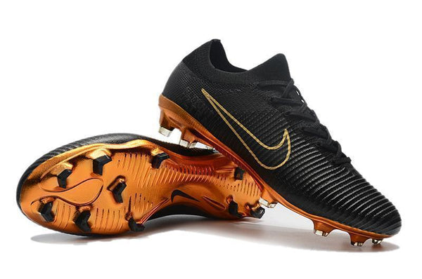 Nike Mercurial Vapor Flyknit Ultra FG Soccer Cleats Black Golden - SocSports