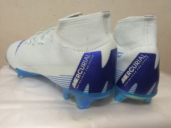 Nike Mercurial Superfly VI Academy MG Cleat White Blue High Cut - SocSports