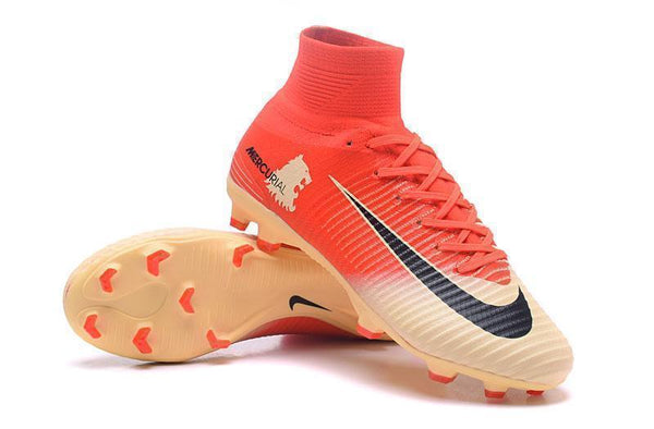 Nike Mercurial Superfly V FG Soccer Cleats Red Yellow Gold - SocSports