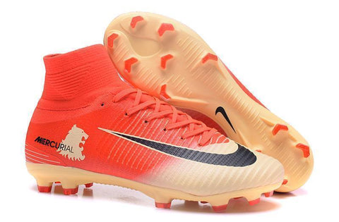 Nike Mercurial Superfly V FG Soccer Cleats Red Yellow Gold - SocSports