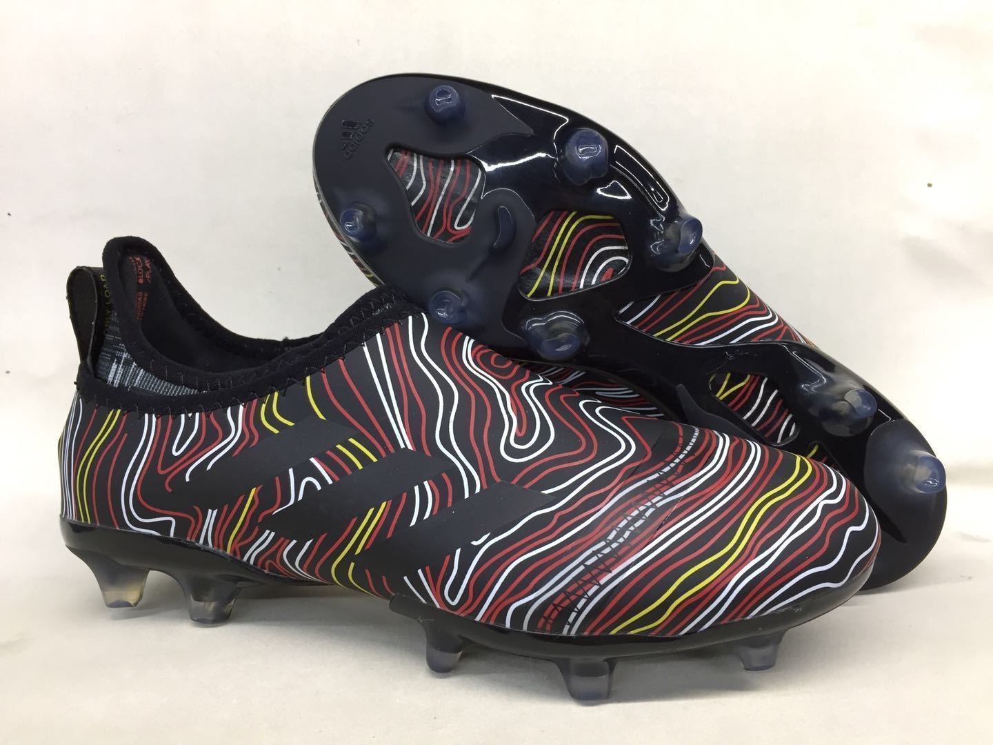 Adidas Glitch Skin 17 FG Soccer Shoes Black Fluorescent Red White - SocSports