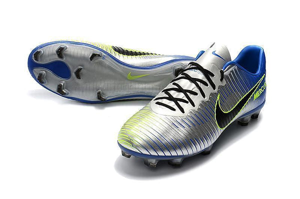 Nike Mercurial Vapor XI FG Soccer Cleats Silver Grey Blue Black - SocSports
