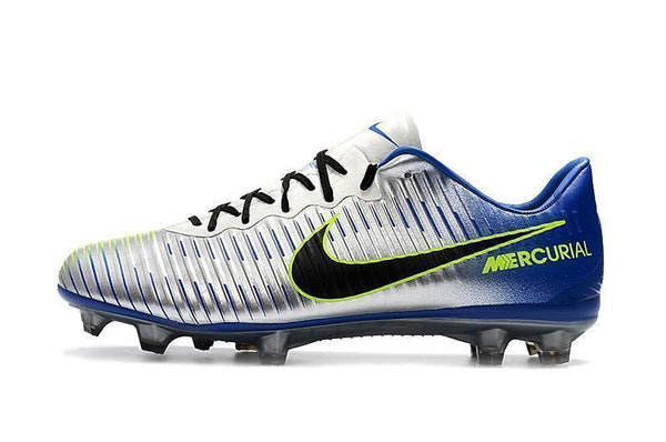 Nike Mercurial Vapor XI FG Soccer Cleats Silver Grey Blue Black - SocSports