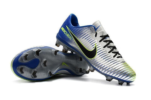 Nike Mercurial Vapor XI FG Soccer Cleats Silver Grey Blue Black - SocSports