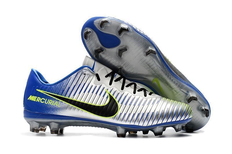 Nike Mercurial Vapor XI FG Soccer Cleats Silver Grey Blue Black - SocSports