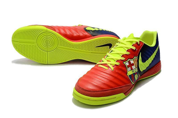 Nike TiempoX Ligera IV Barcelona IC Soccer Shoes Red Fluorescent Green - SocSports