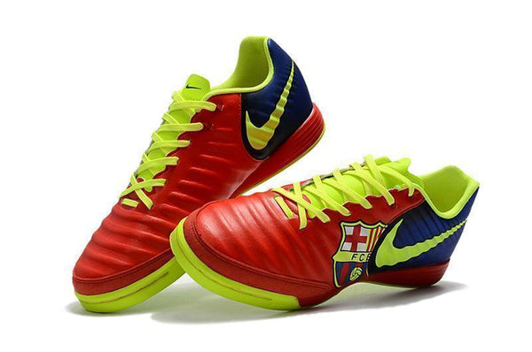 Nike TiempoX Ligera IV Barcelona IC Soccer Shoes Red Fluorescent Green - SocSports