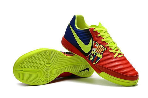 Nike TiempoX Ligera IV Barcelona IC Soccer Shoes Red Fluorescent Green - SocSports