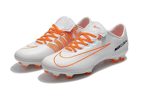 Nike Mercurial Vapor XI FG Soccer Cleats White Orange Black - SocSports