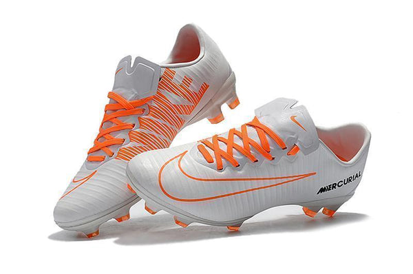 Nike Mercurial Vapor XI FG Soccer Cleats White Orange Black - SocSports