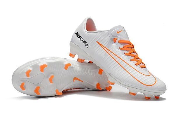 Nike Mercurial Vapor XI FG Soccer Cleats White Orange Black - SocSports