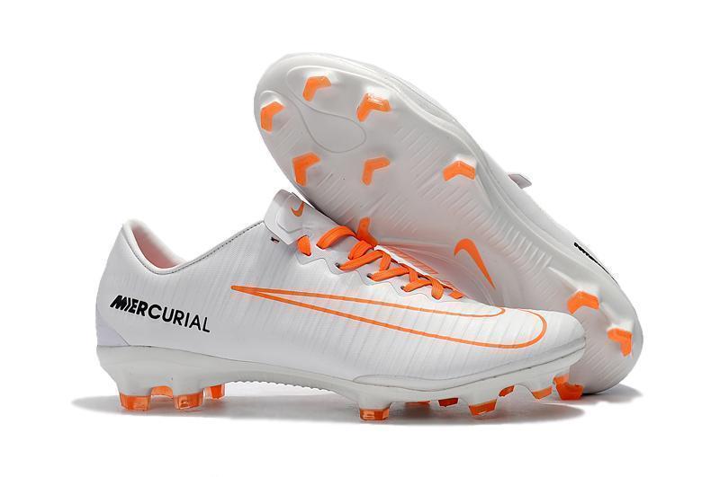 Nike Mercurial Vapor XI FG Soccer Cleats White Orange Black - SocSports