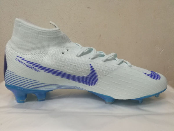 Nike Mercurial Superfly VI Academy MG Cleat White Blue High Cut - SocSports