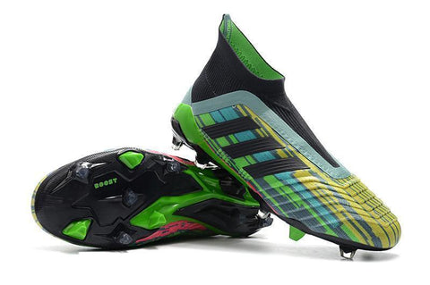 Adidas Predator 18+ FG Soccer Cleats Green Black Blue Yellow - SocSports