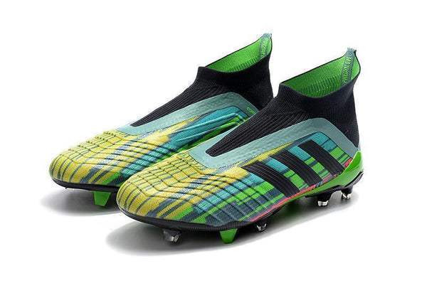 Adidas Predator 18+ FG Soccer Cleats Green Black Blue Yellow - SocSports