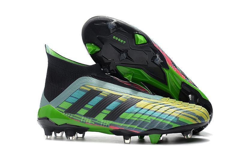 Adidas Predator 18+ FG Soccer Cleats Green Black Blue Yellow - SocSports