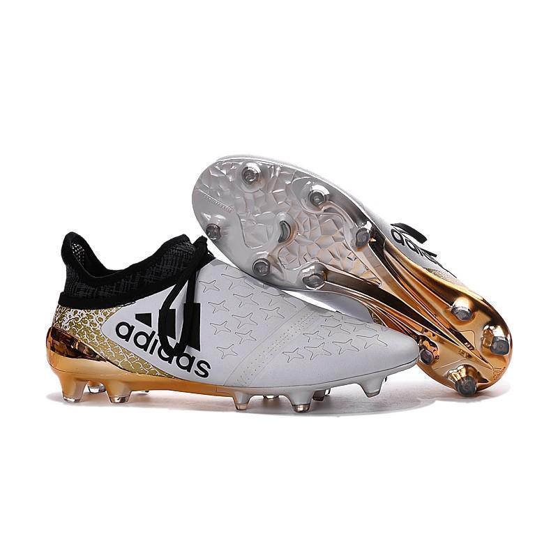 Adidas X 16+ Purechaos FG/AG Soccer Cleats White Gold Metallic Black - SocSports