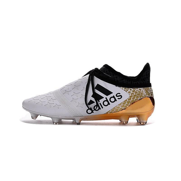 Adidas X 16+ Purechaos FG/AG Soccer Cleats White Gold Metallic Black - SocSports