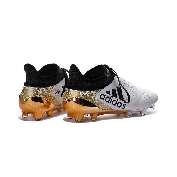 Adidas X 16+ Purechaos FG/AG Soccer Cleats White Gold Metallic Black - SocSports