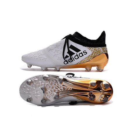 Adidas X 16+ Purechaos FG/AG Soccer Cleats White Gold Metallic Black - SocSports