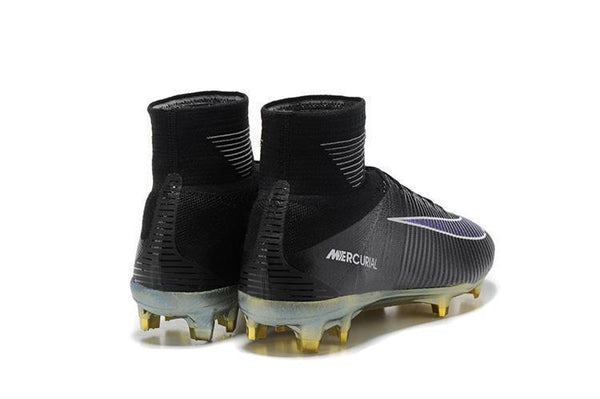 Nike Mercurial Superfly V FG Soccer Cleats Black Blue Golden - SocSports