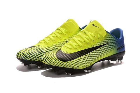 Nike Mercurial Vapor XI FG Soccer Cleats Yellow Black Blue - SocSports